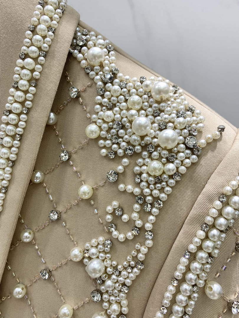 Balmain YH0UB071WB54 Women's Fashion Clothing Pearl Blazer B73541