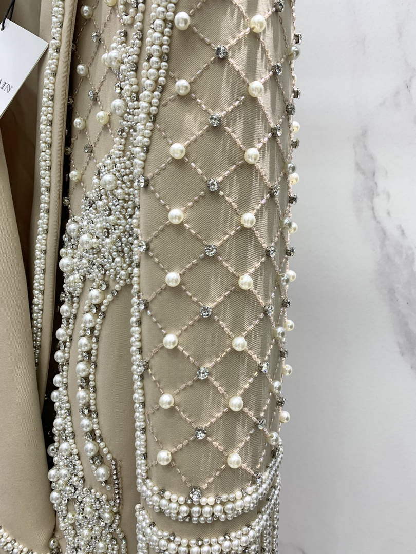 Balmain YH0UB071WB54 Women's Fashion Clothing Pearl Blazer B73541