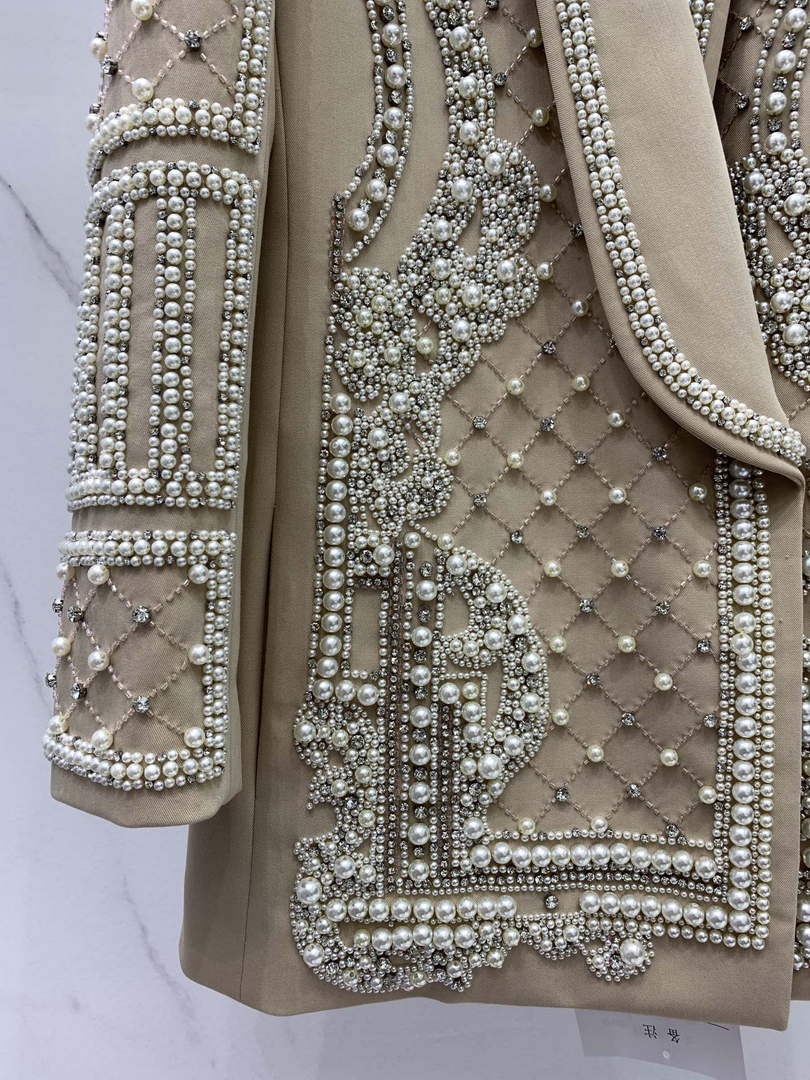 Balmain YH0UB071WB54 Women's Fashion Clothing Pearl Blazer B73541