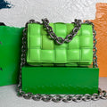 Bottega Veneta BV 20206 Chain Cassette 631421 Grass green Silver - Default Title - View 1