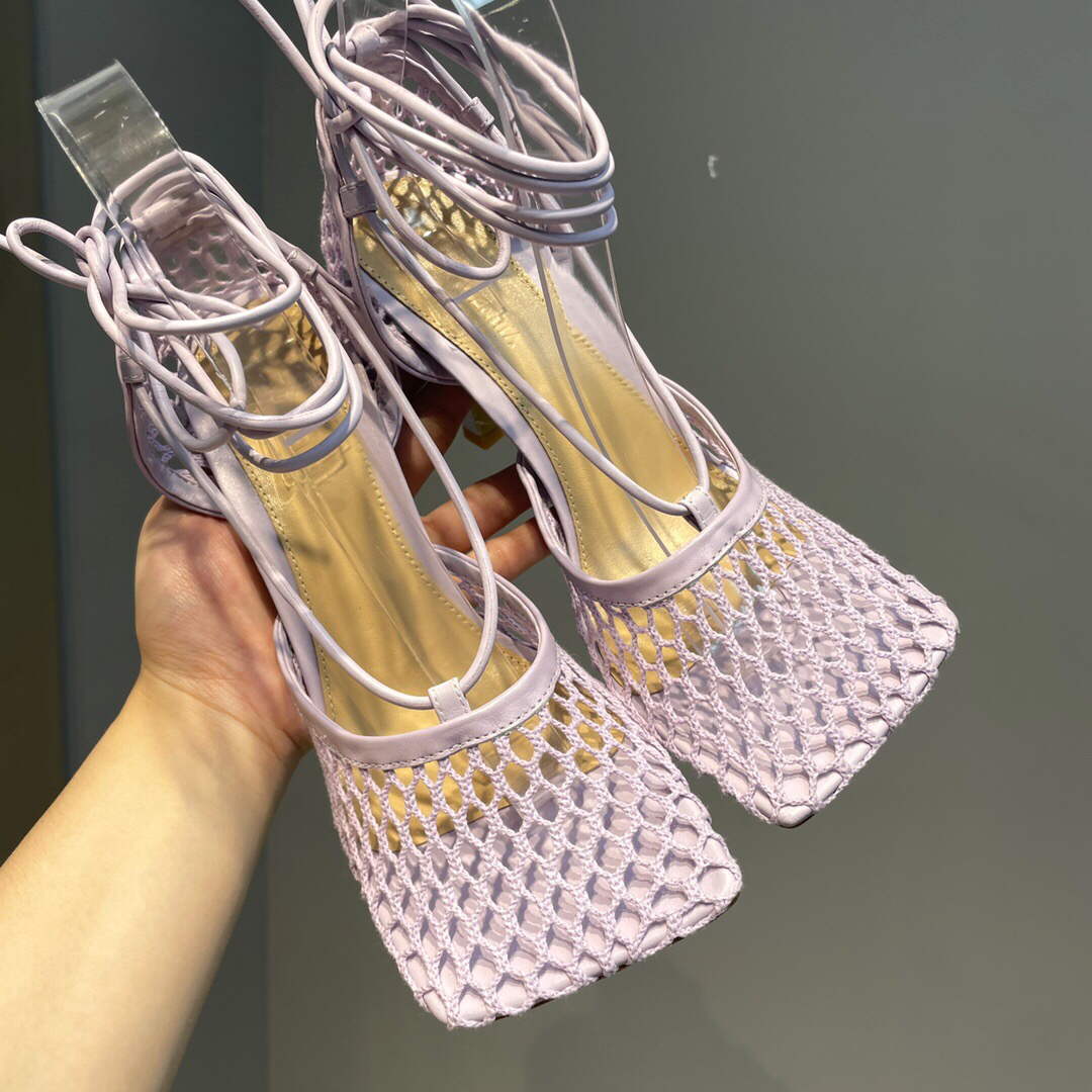 Bottega Veneta BV 651388 Mesh and Leather Sandals VBSD35964