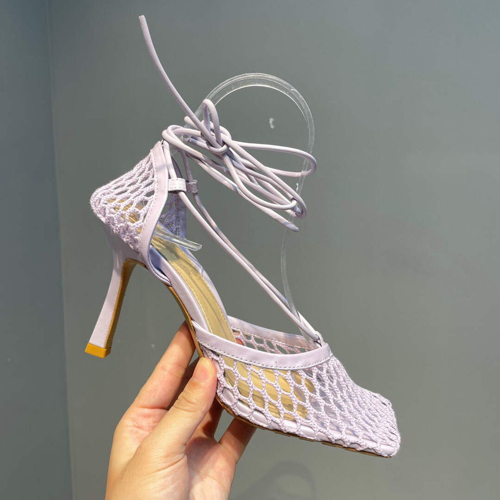 Bottega Veneta BV 651388 Mesh and Leather Sandals VBSD35964