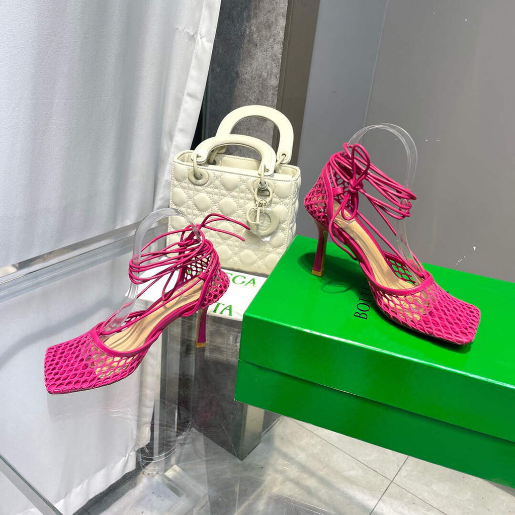 Bottega Veneta BV 651388 Mesh and Leather Sandals VBSD35963
