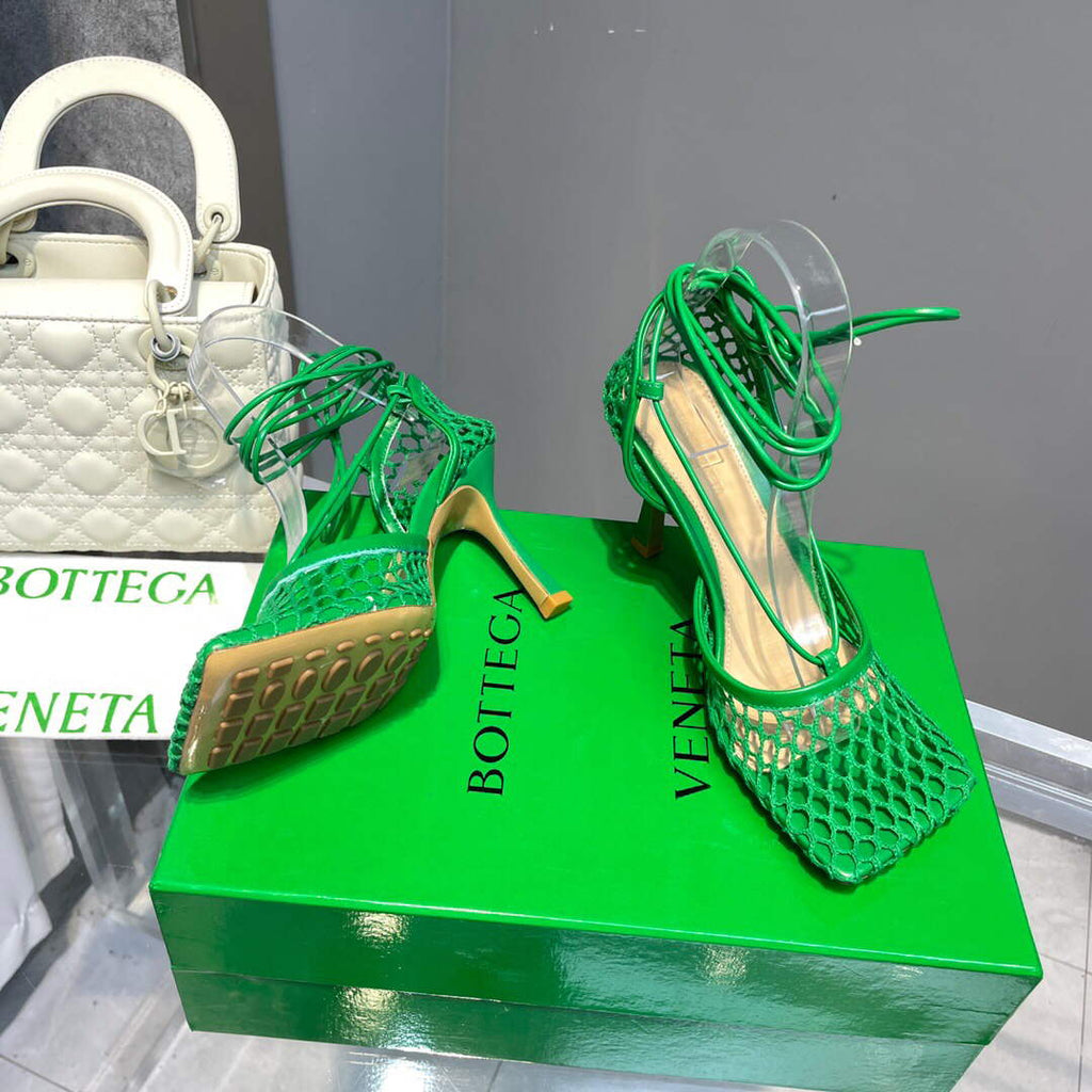 Bottega Veneta BV 651388 Mesh and Leather Sandals VBSD35965