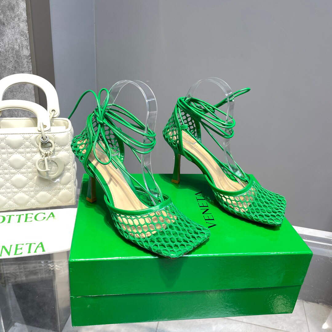 Bottega Veneta BV 651388 Mesh and Leather Sandals VBSD35965