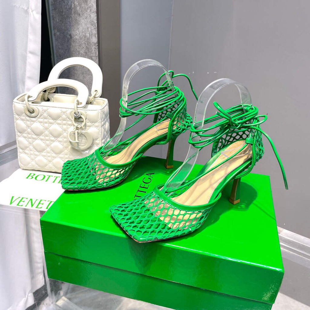 Bottega Veneta BV 651388 Mesh and Leather Sandals VBSD35965