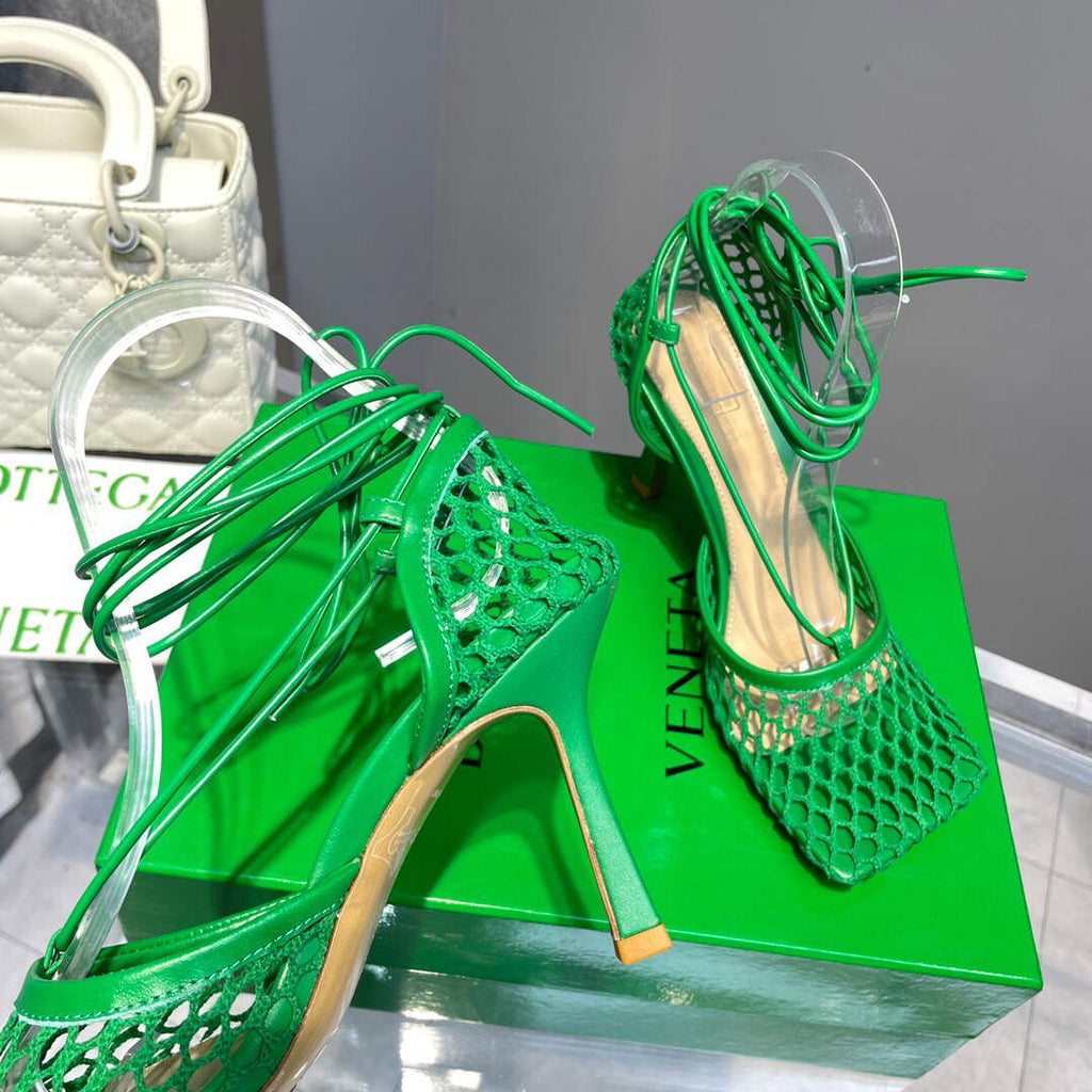 Bottega Veneta BV 651388 Mesh and Leather Sandals VBSD35965