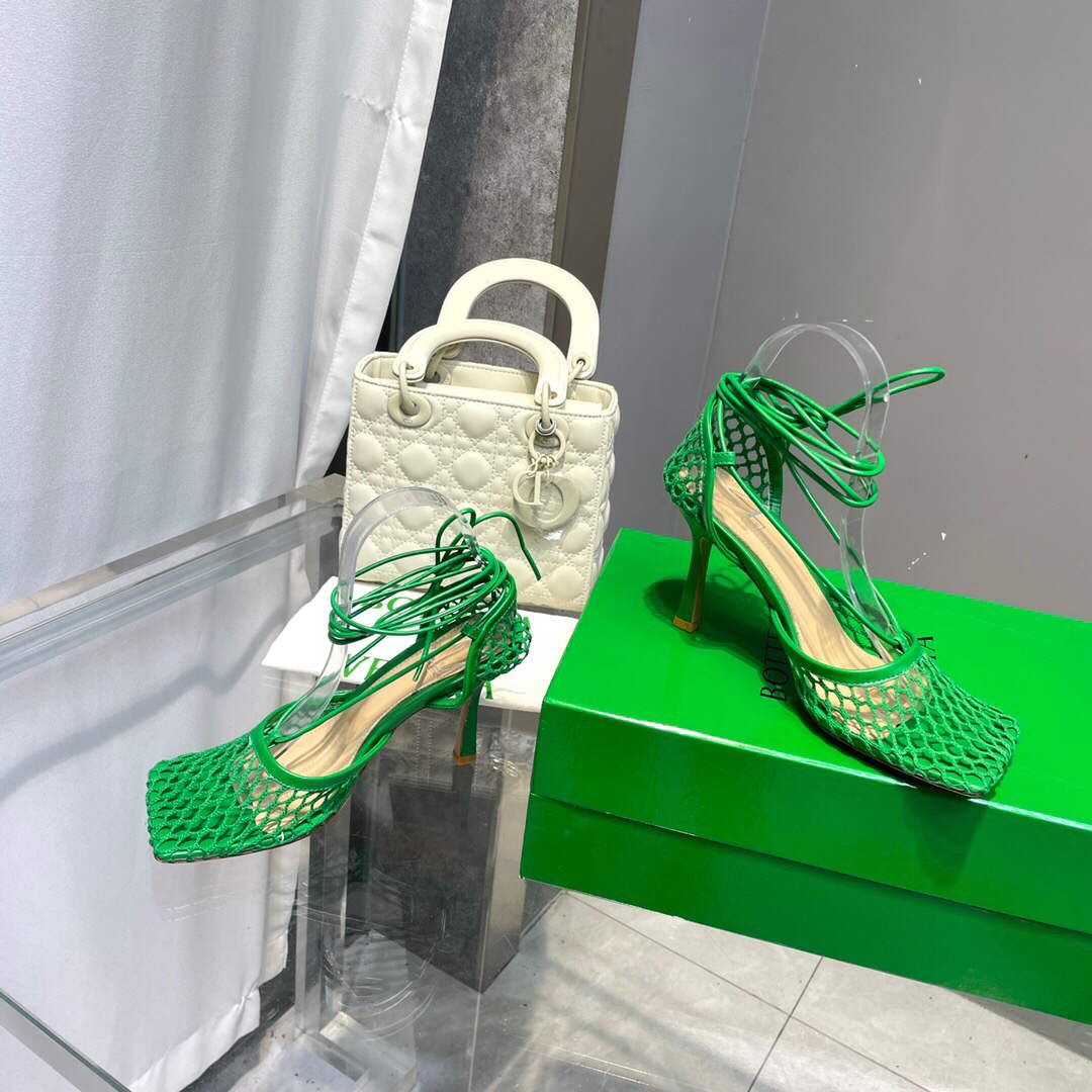 Bottega Veneta BV 651388 Mesh and Leather Sandals VBSD35965