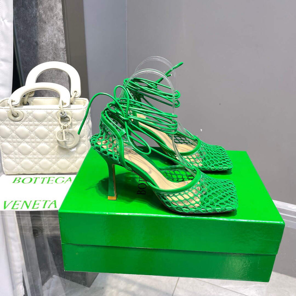 Bottega Veneta BV 651388 Mesh and Leather Sandals VBSD35965