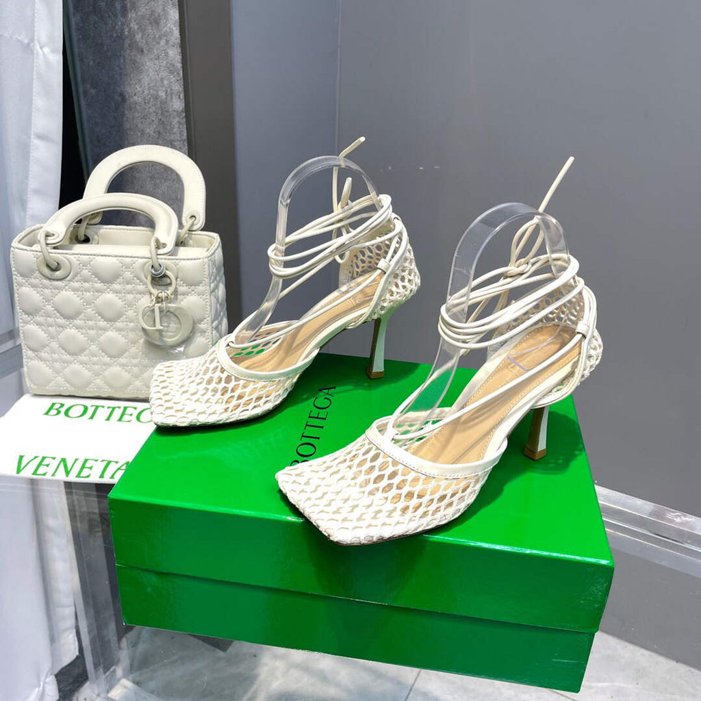Bottega Veneta BV 651388 Mesh and Leather Sandals VBSD35966