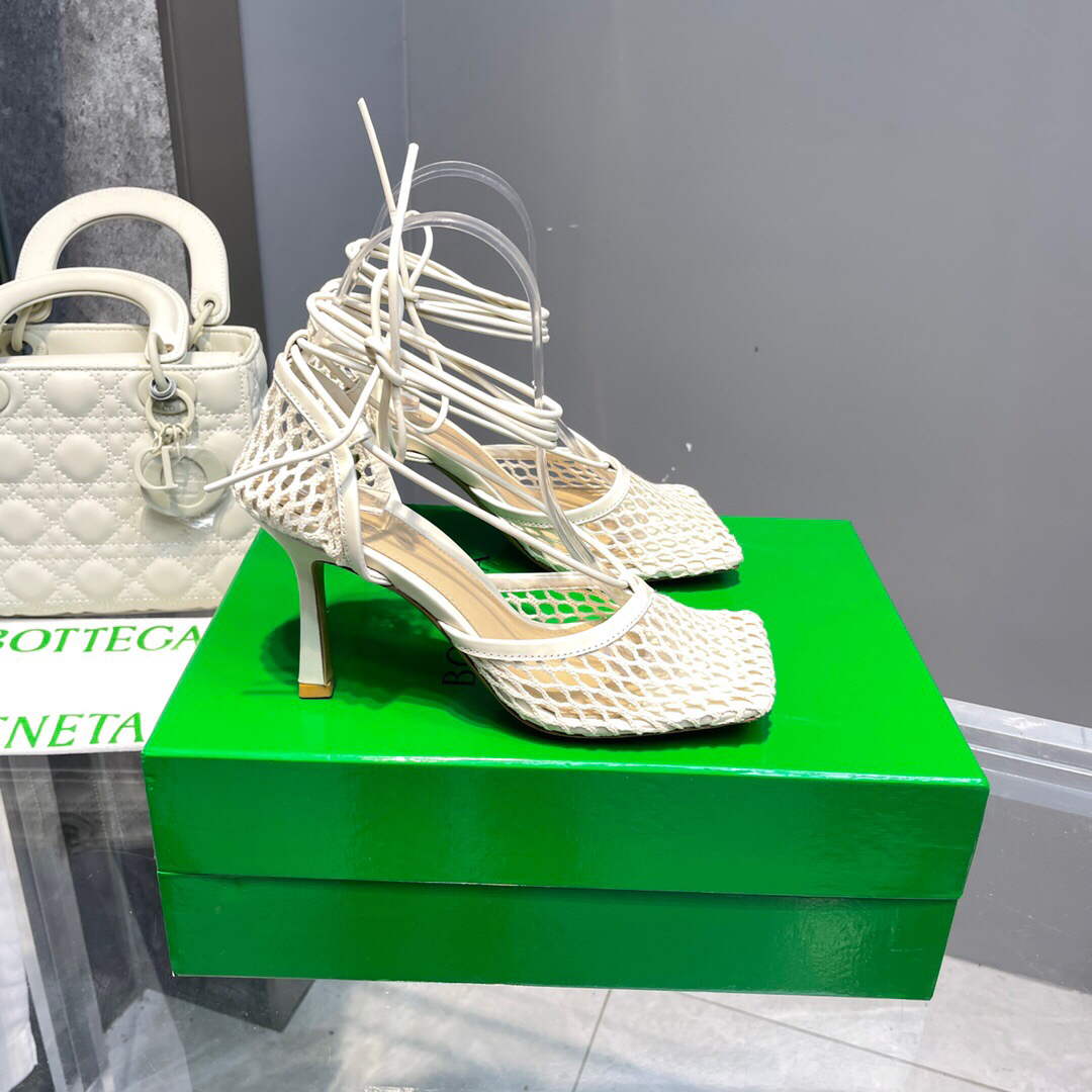 Bottega Veneta BV 651388 Mesh and Leather Sandals VBSD35966