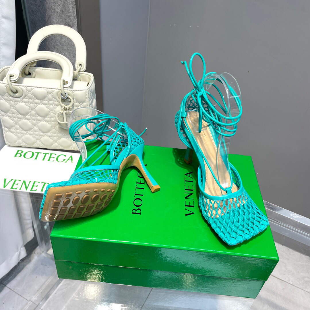Bottega Veneta BV 651388 Mesh and Leather Sandals VBSD35967