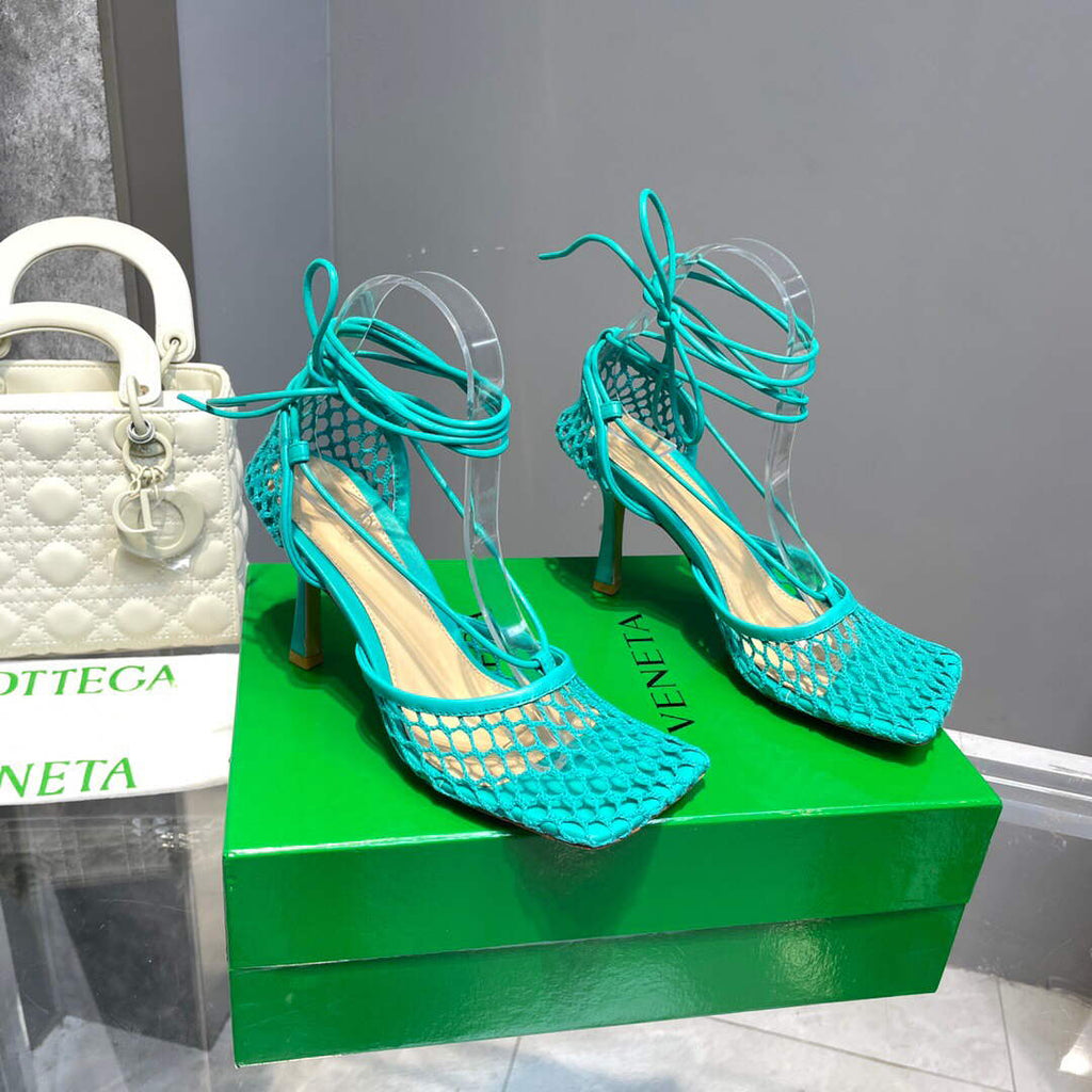 Bottega Veneta BV 651388 Mesh and Leather Sandals VBSD35967