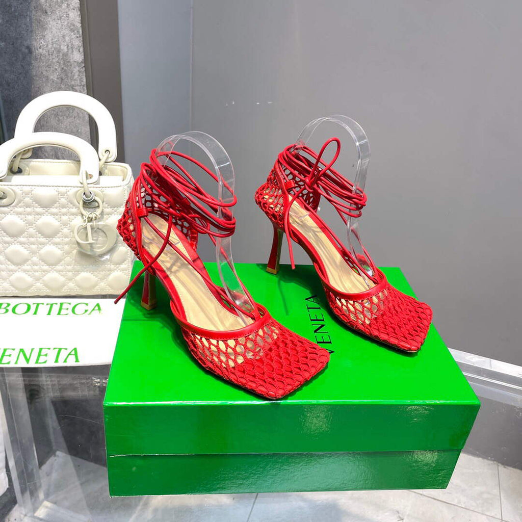 Bottega Veneta BV 651388 Mesh and Leather Sandals VBSD35968