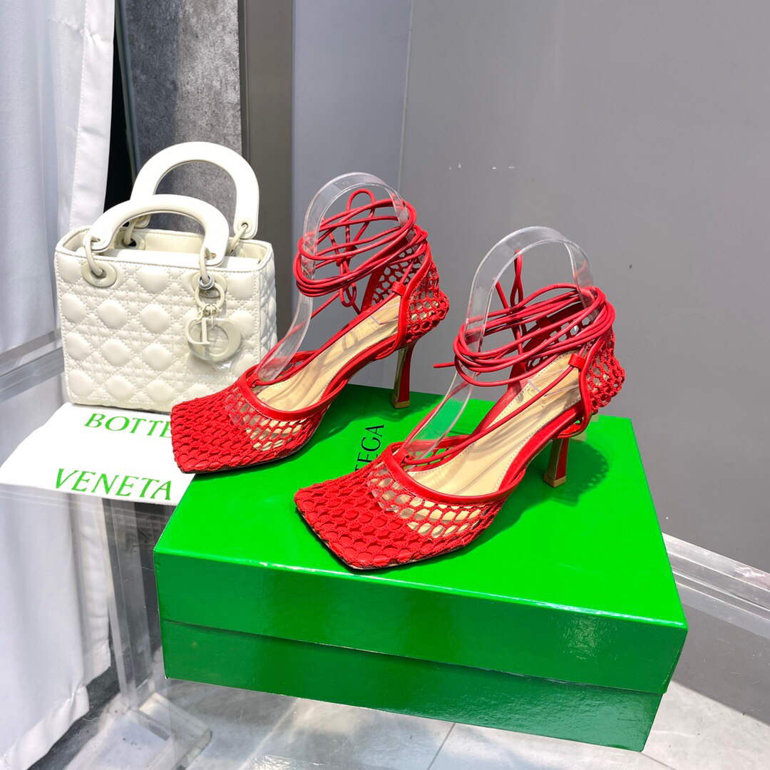 Bottega Veneta BV 651388 Mesh and Leather Sandals VBSD35968