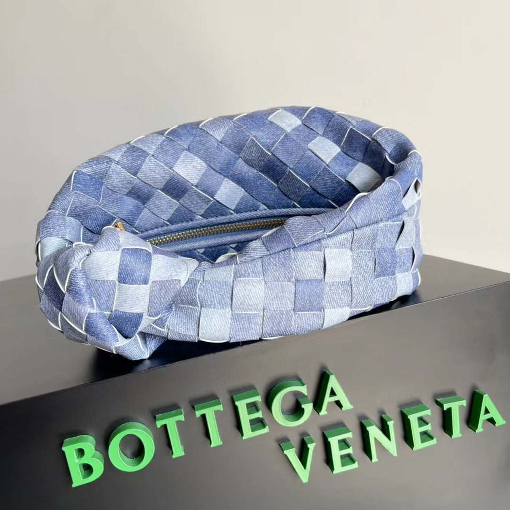 Bottega Veneta BV 651876 mini Jodie canvas Rhinestones Denim Blue