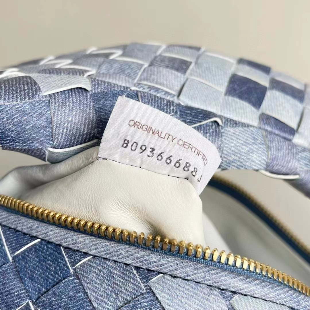 Bottega Veneta BV 651876 mini Jodie canvas Rhinestones Denim Blue