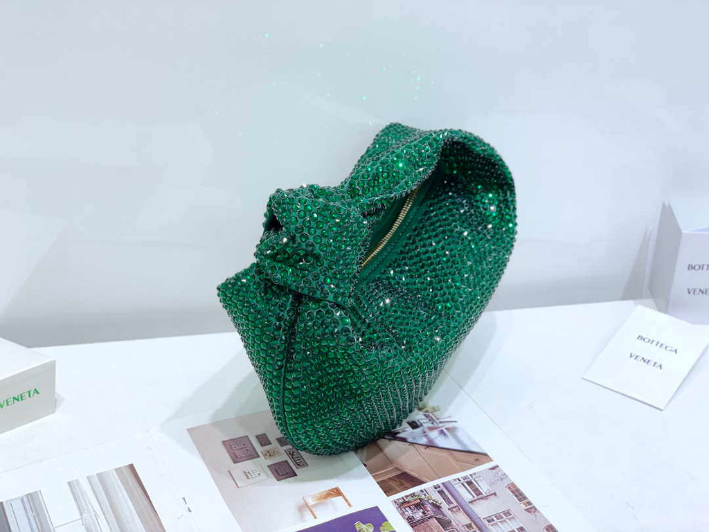 Bottega Veneta BV 651876 mini Jodie Rhinestones Dark Green