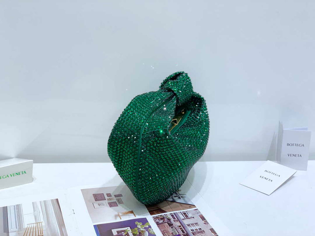 Bottega Veneta BV 651876 mini Jodie Rhinestones Dark Green