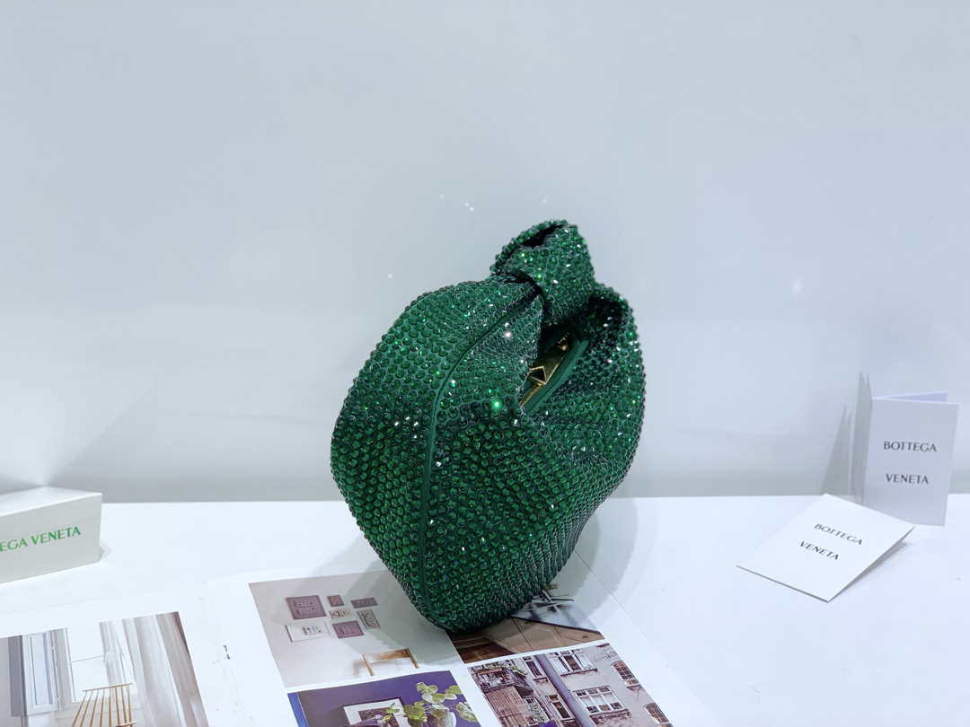 Bottega Veneta BV 651876 mini Jodie Rhinestones Dark Green