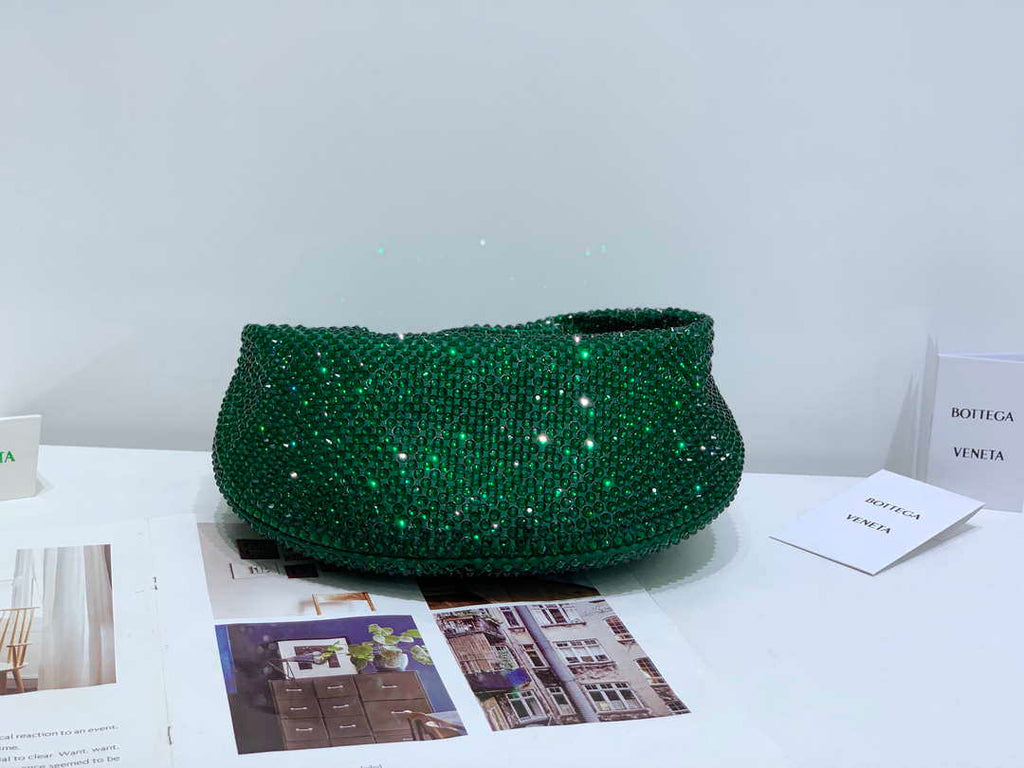 Bottega Veneta BV 651876 mini Jodie Rhinestones Dark Green