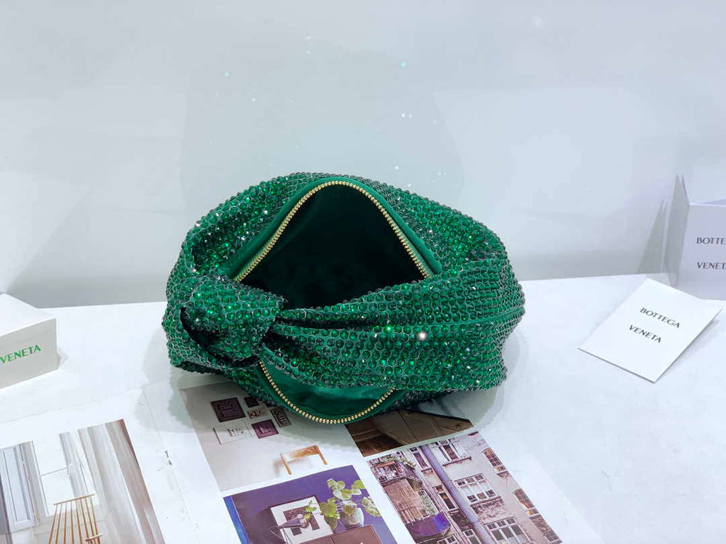 Bottega Veneta BV 651876 mini Jodie Rhinestones Dark Green