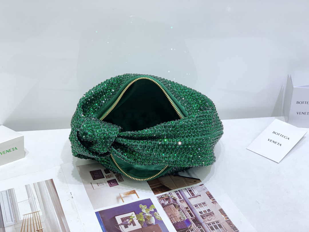 Bottega Veneta BV 651876 mini Jodie Rhinestones Dark Green