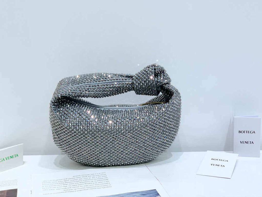 Bottega Veneta BV 651876 mini Jodie Rhinestones Sliver Black