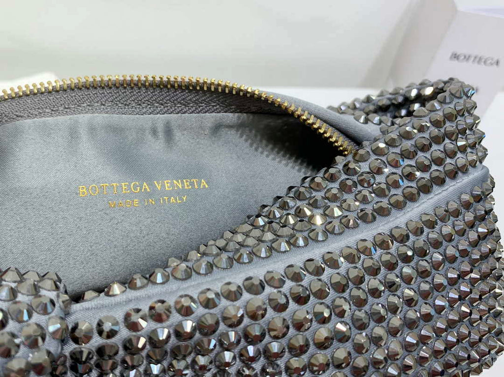Bottega Veneta BV 651876 mini Jodie Rhinestones Sliver Black