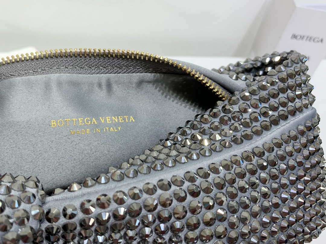 Bottega Veneta BV 651876 mini Jodie Rhinestones Sliver Black