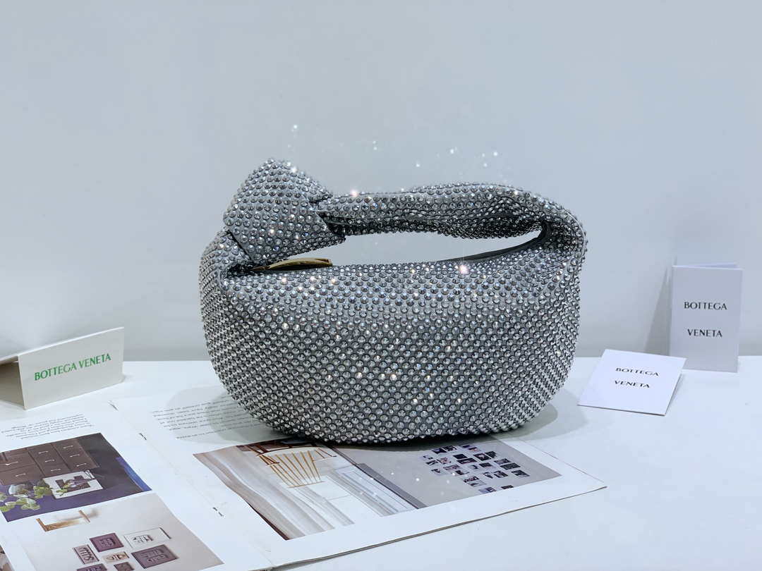 Bottega Veneta BV 651876 mini Jodie Rhinestones Sliver White - Default Title - View 1