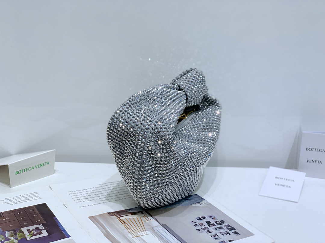 Bottega Veneta BV 651876 mini Jodie Rhinestones Sliver White - Default Title - View 3