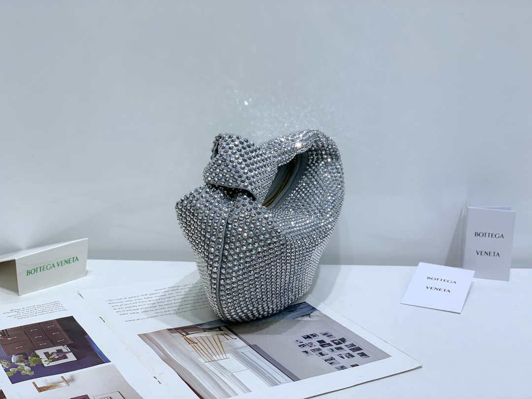 Bottega Veneta BV 651876 mini Jodie Rhinestones Sliver White - Default Title - View 4