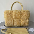Bottega Veneta BV 652867 Arco Tote Intreccio shearling Light Yellow - Default Title - View 1