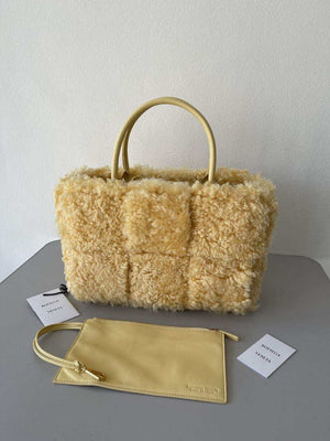 Bottega Veneta BV 652867 Arco Tote Intreccio shearling Light Yellow - Default Title - View 2