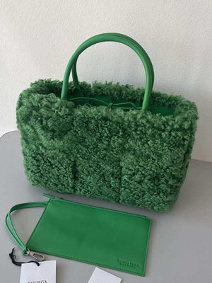 Bottega Veneta BV 652867 Arco Tote Intreccio shearling Dark Green - Default Title - View 2
