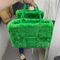 Bottega Veneta BV 652867 Arco Tote Intreccio shearling Green - Default Title - View 1