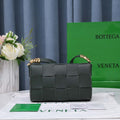 Bottega Veneta BV 666870 Cassette Intreccio grained leather cross-body bag Dark Green