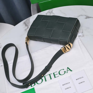 Bottega Veneta BV 666870 Cassette Intreccio grained leather cross-body bag Dark Green - Default Title - View 4