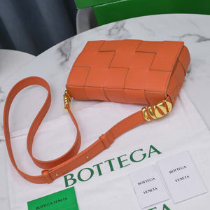 Bottega Veneta BV 666870 Cassette Intreccio grained leather cross-body bag Orange - Default Title - View 3