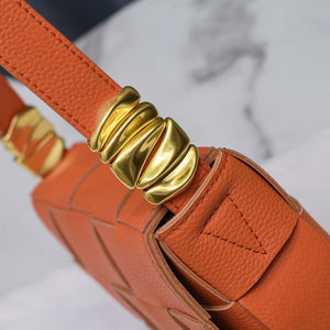 Bottega Veneta BV 666870 Cassette Intreccio grained leather cross-body bag Orange - Default Title - View 7