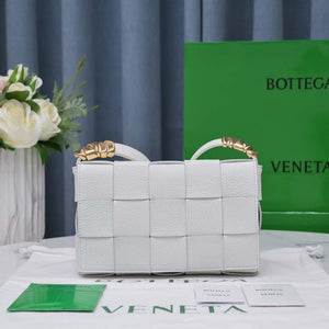 Bottega Veneta BV 666870 Cassette Intreccio grained leather cross-body bag White - Default Title - View 1