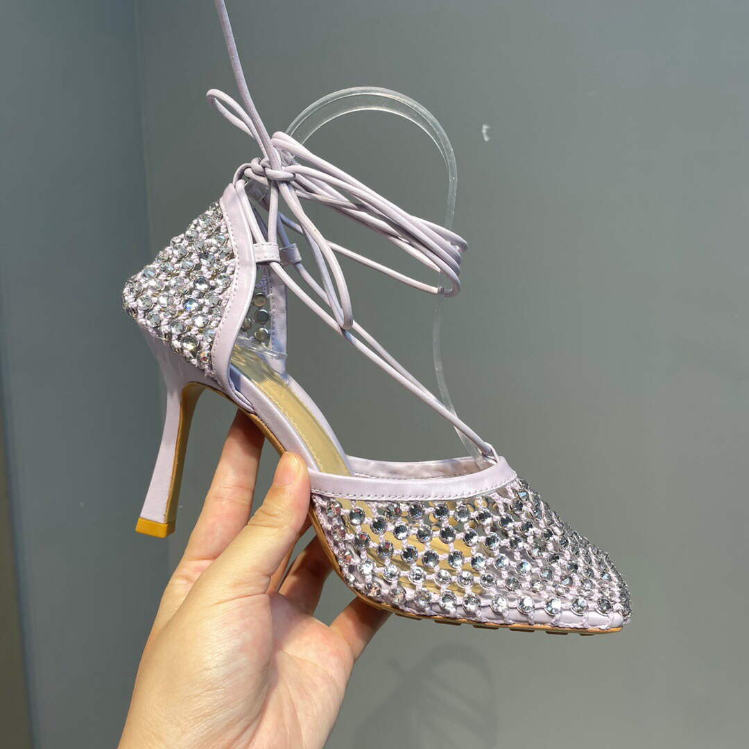 Bottega Veneta BV 667206 Rhinestone mesh and leather sandals V0GU11015