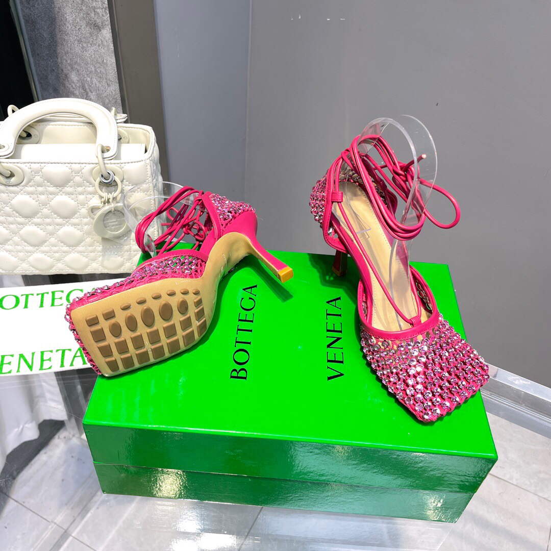 Bottega Veneta BV 667206 Rhinestone mesh and leather sandals V0GU11016