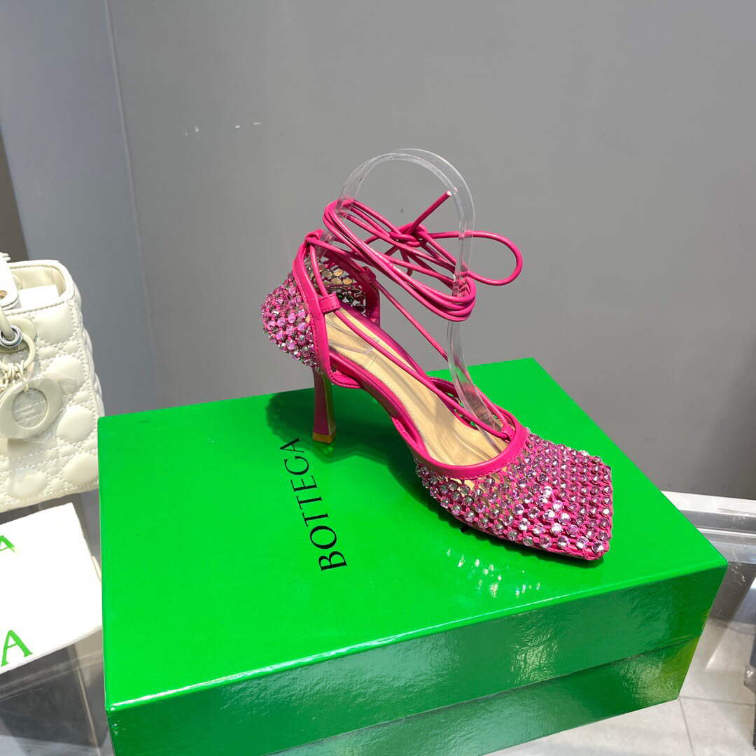 Bottega Veneta BV 667206 Rhinestone mesh and leather sandals V0GU11016