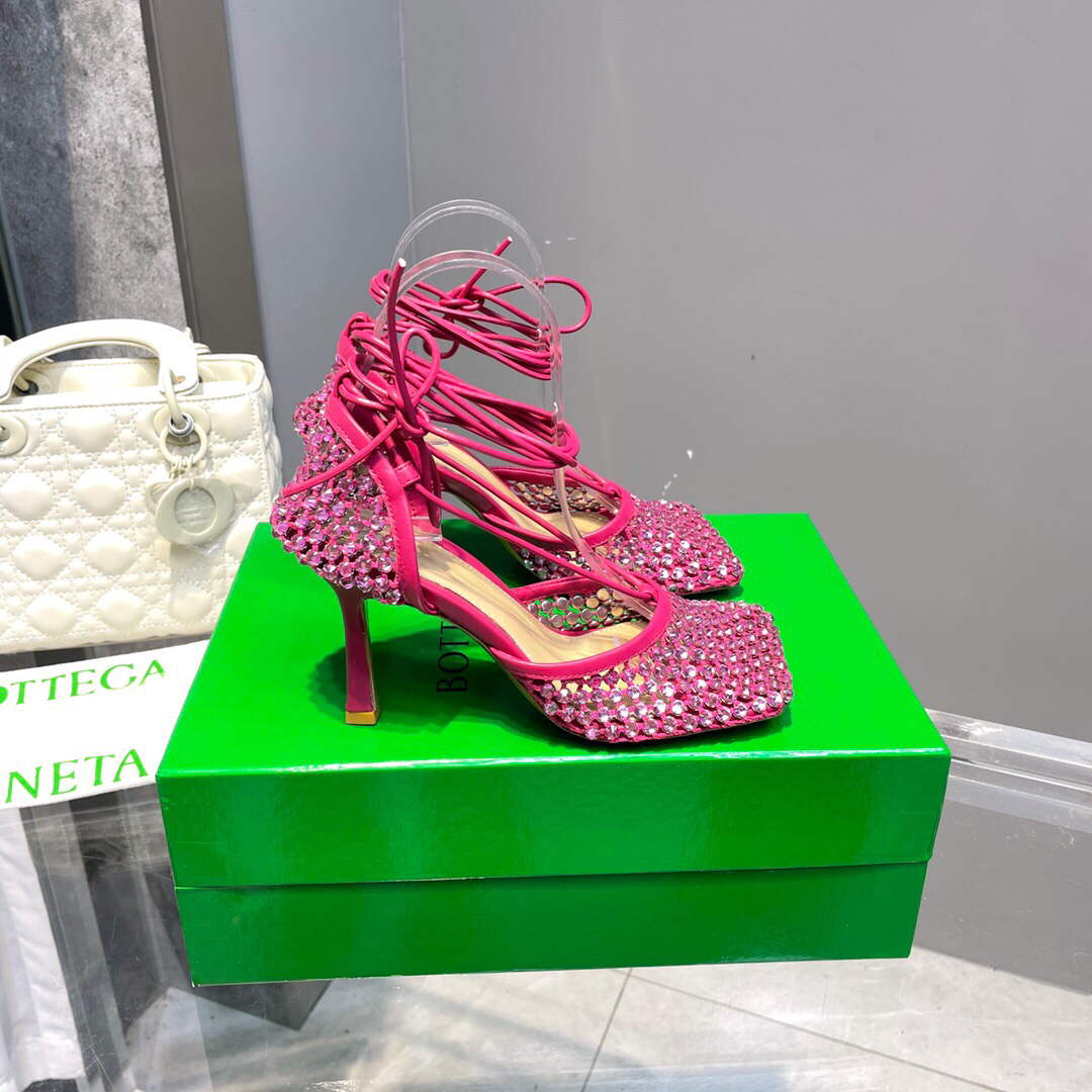 Bottega Veneta BV 667206 Rhinestone mesh and leather sandals V0GU11016