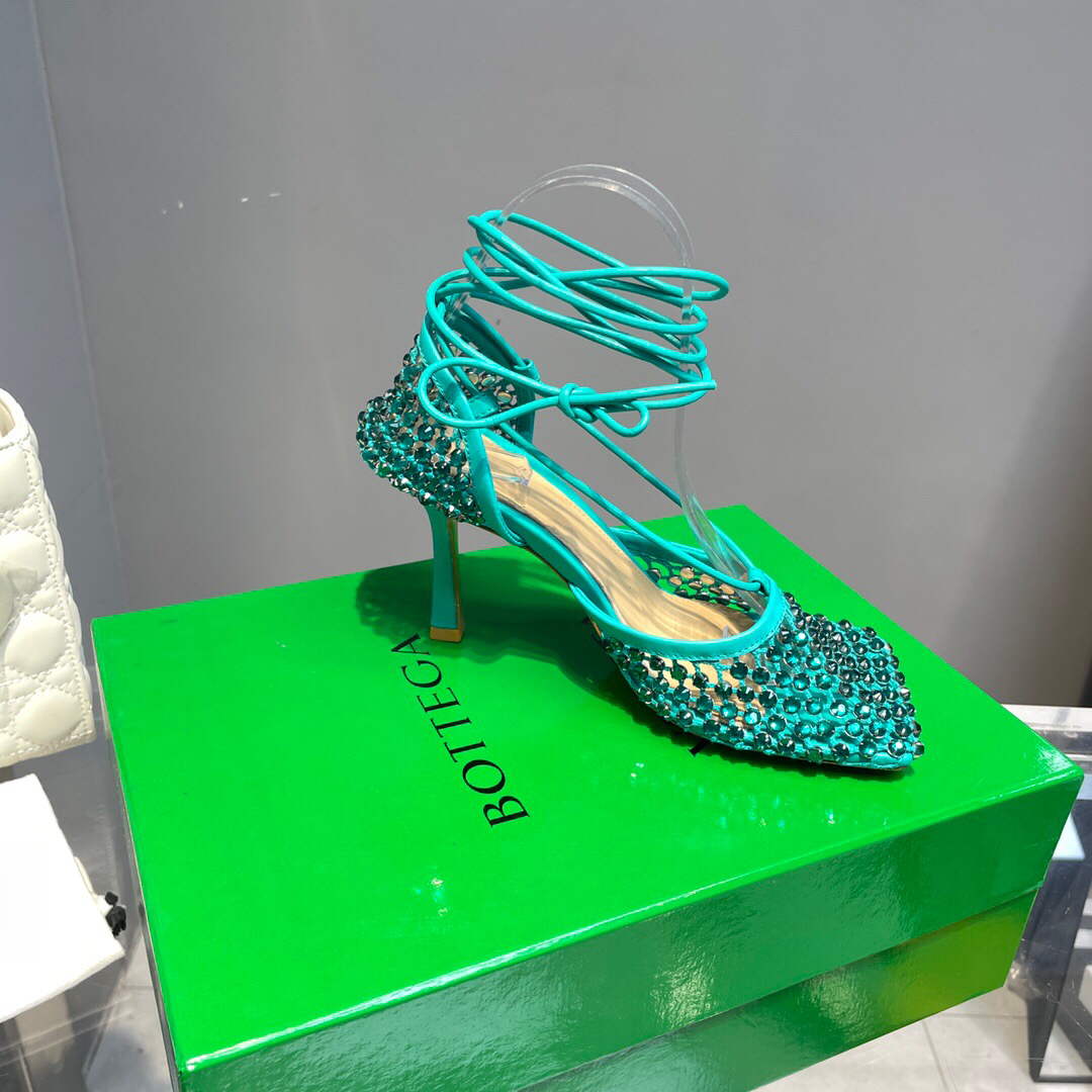 Bottega Veneta BV 667206 Rhinestone mesh and leather sandals V0GU11017