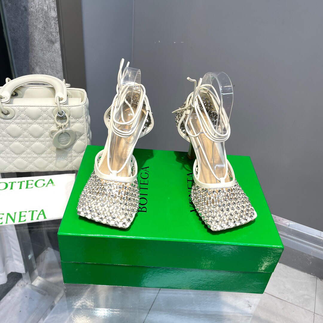 Bottega Veneta BV 667206 Rhinestone mesh and leather sandals V0GU11018 - 34 - View 1