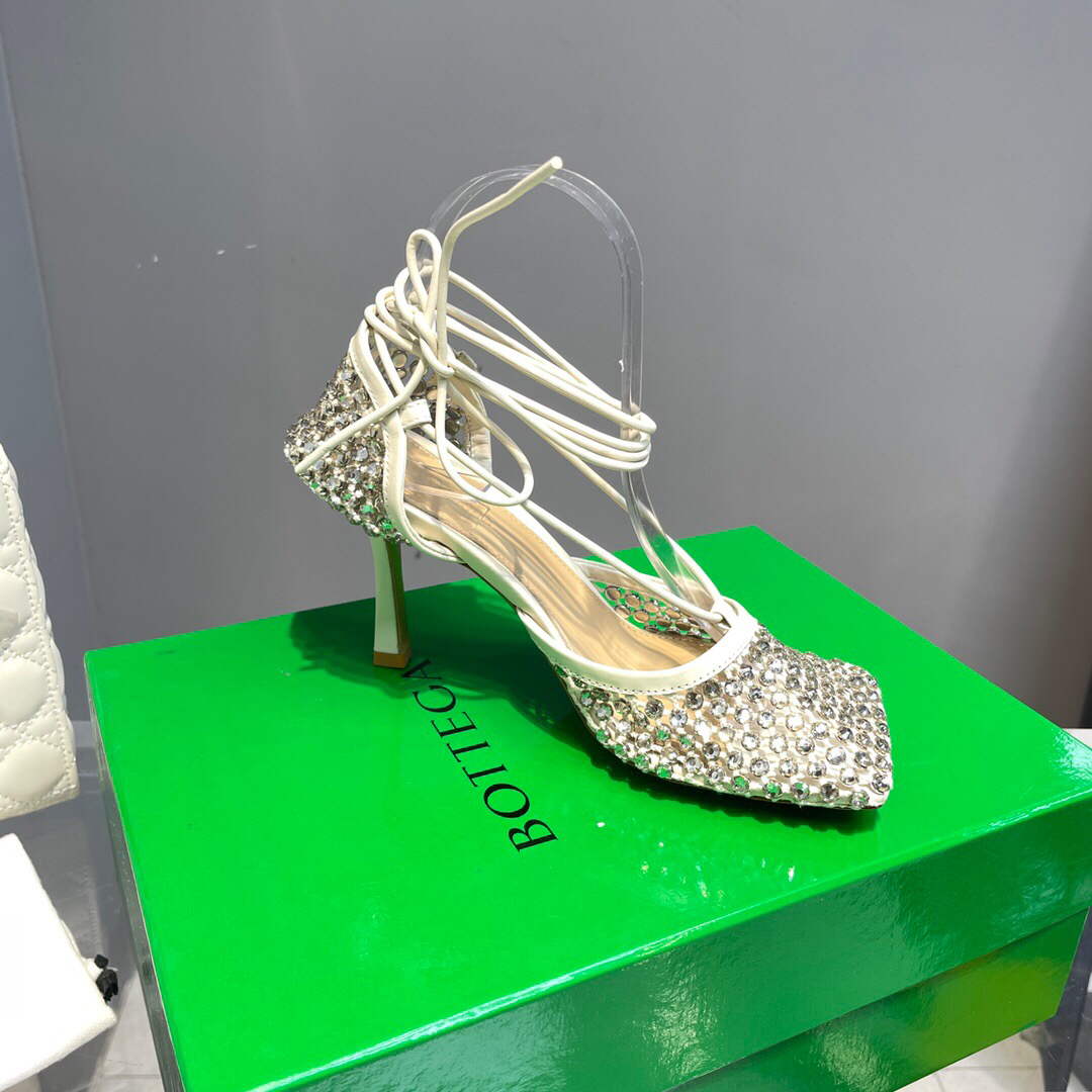 Bottega Veneta BV 667206 Rhinestone mesh and leather sandals V0GU11018
