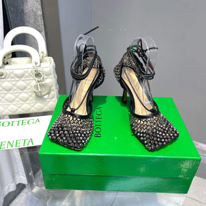 Bottega Veneta BV 667206 Rhinestone mesh and leather sandals V0GU11013 - 34 - View 1